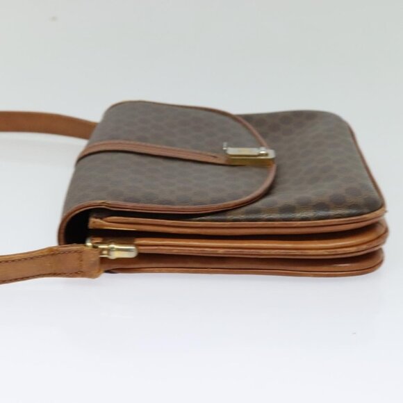 CELINE Macadam Canvas Shoulder Bag PVC Leather Brown Gold Auth - Picture 4 of 16